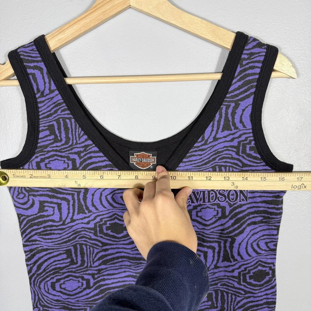 Harley Davidson Shirt Womens Large Purple Black Tank Top Seacoast Biker Graphic - Picture 4 of 6